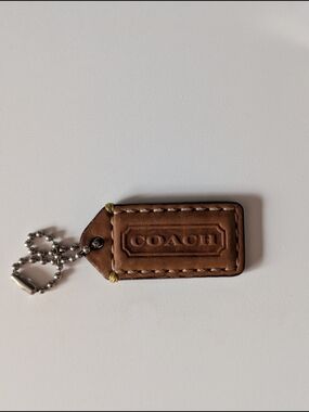 Coach Vintage Y2K 1.75" Brown Leather Hangtag with Contrast Stitching